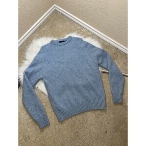 Men’s 90s Vintage Sigallo Blue Wool-blend Raglan Crewneck Sweater Size XL